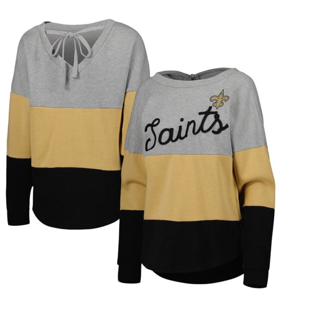 NWT Women's New Orleans Saints, Deep V-Back Waist Length Pullover Sweatshirt, XL